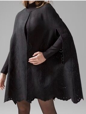 White House Black Market Black Wool Blend Capelet